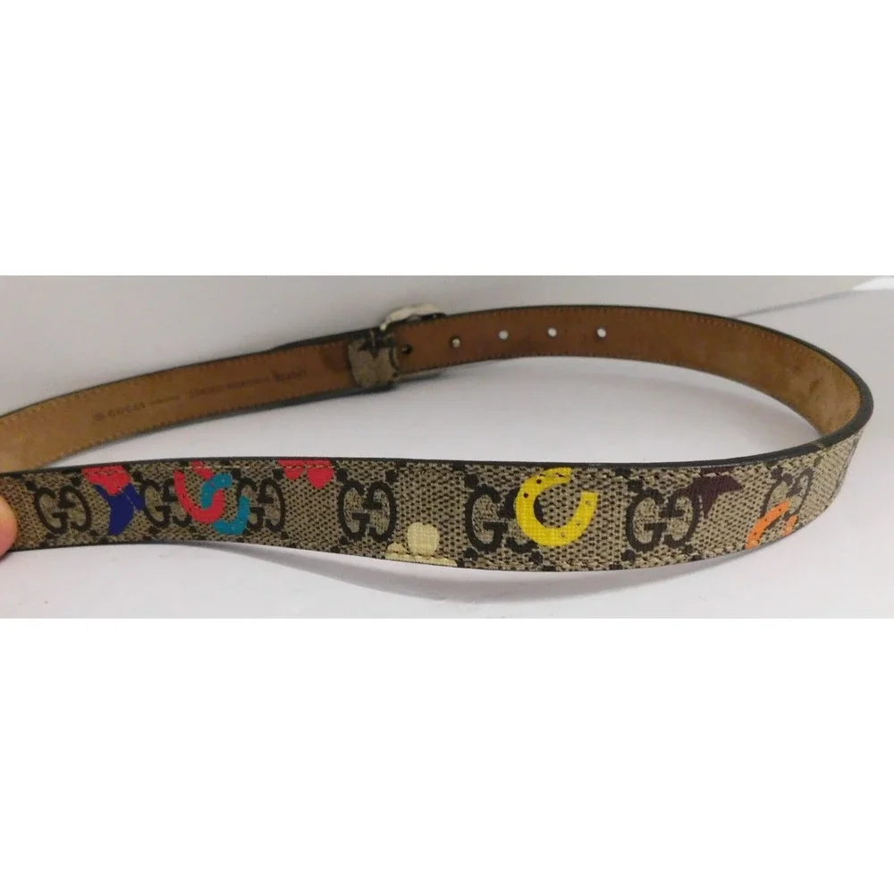 Gucci Western Print GG Supreme Canvas Children's Belt Size L‎ 24-27 inches